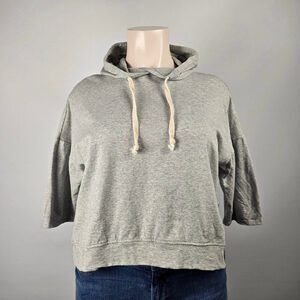 Win Win Grey Cotton Cropped Hoodie Size XL